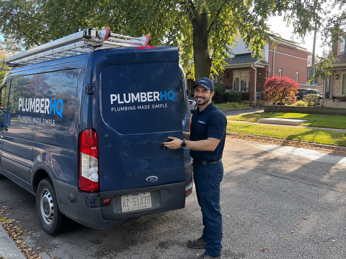 PlumberHQ plumber on a service call in Bowmanville, Ontario